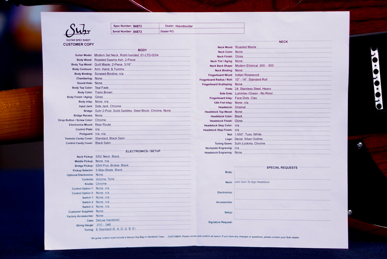 Suhr Modern Set Neck Teal Fade Limited Edition 84873