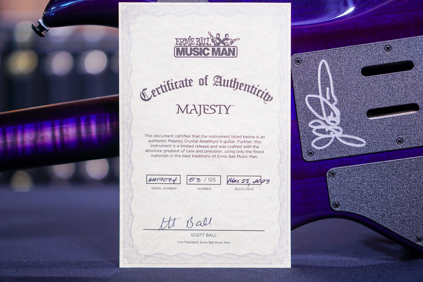 Ernie Ball Music Man John Petrucci Limited-edition Maple Top Majesty 6-string Crystal Amethyst M017074 - HIENDGUITAR Musicman GUITAR