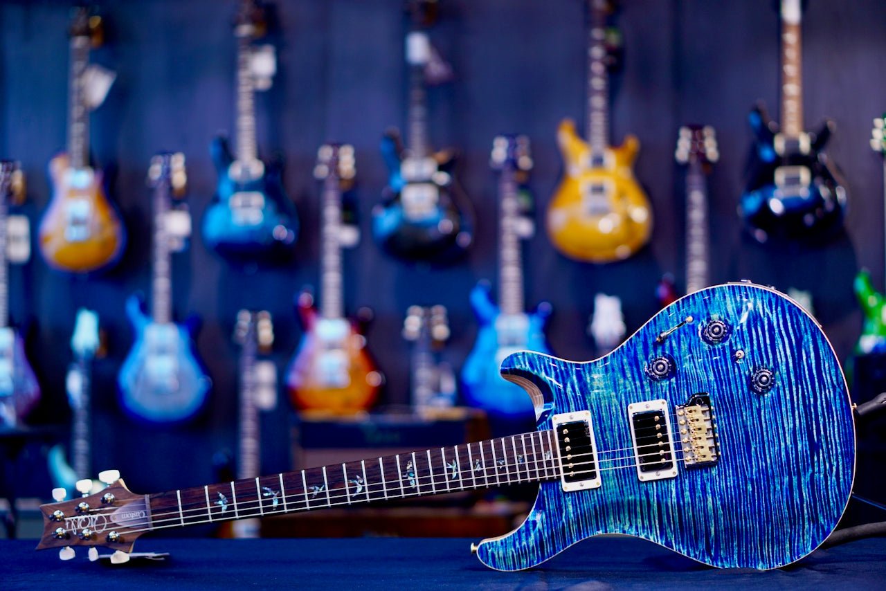 PRS Custom 24 Piezo wood library Artist Neck River Blue 0411094