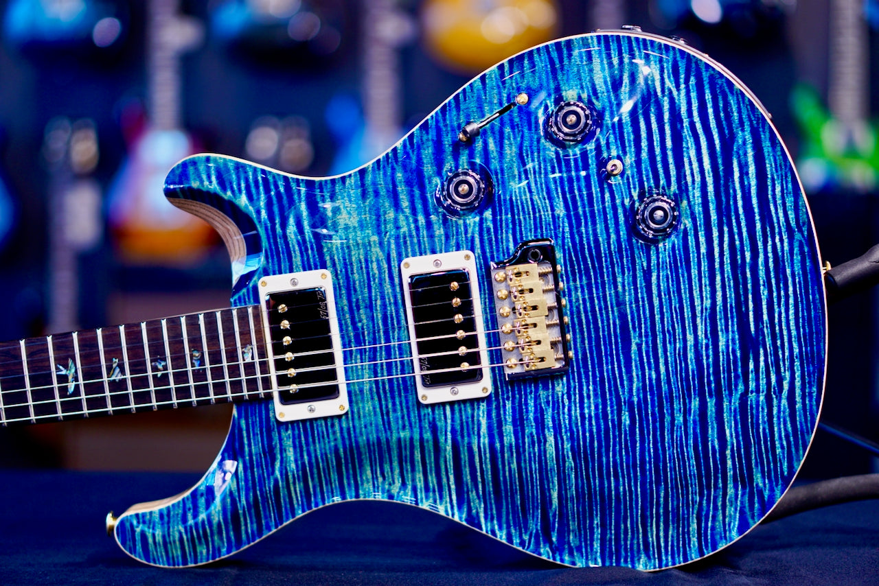 PRS Custom 24 Piezo wood library Artist Neck River Blue 0411094