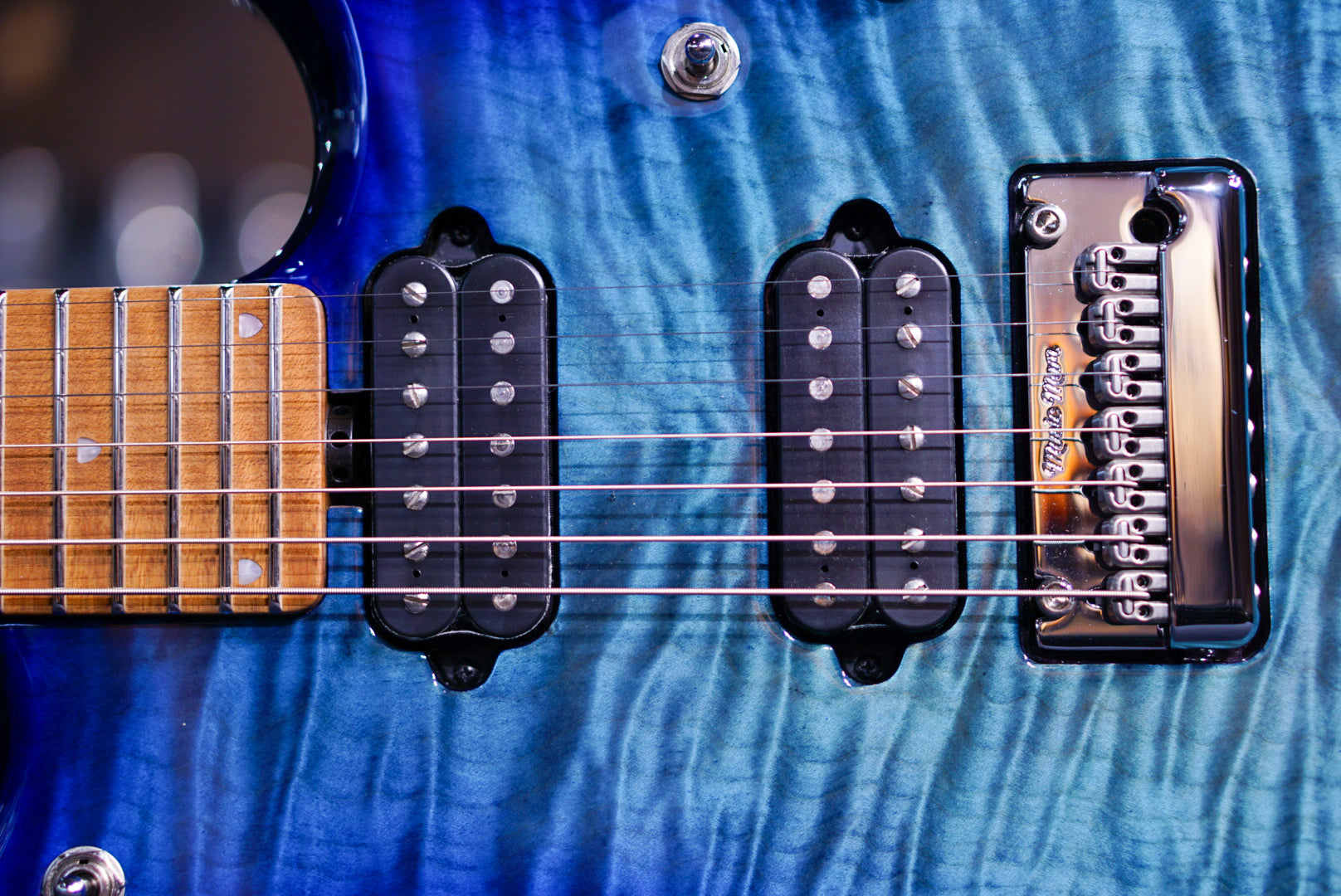 Ernie Ball Music Man JP15 7 Electric Guitar - Cerulean Paradise Flame K04018