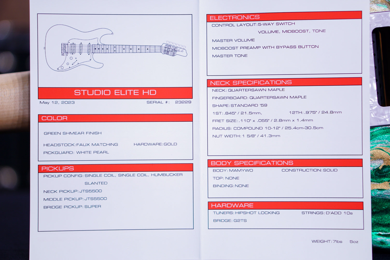 James tyler elite HD green schmear - HIENDGUITAR James Tyler