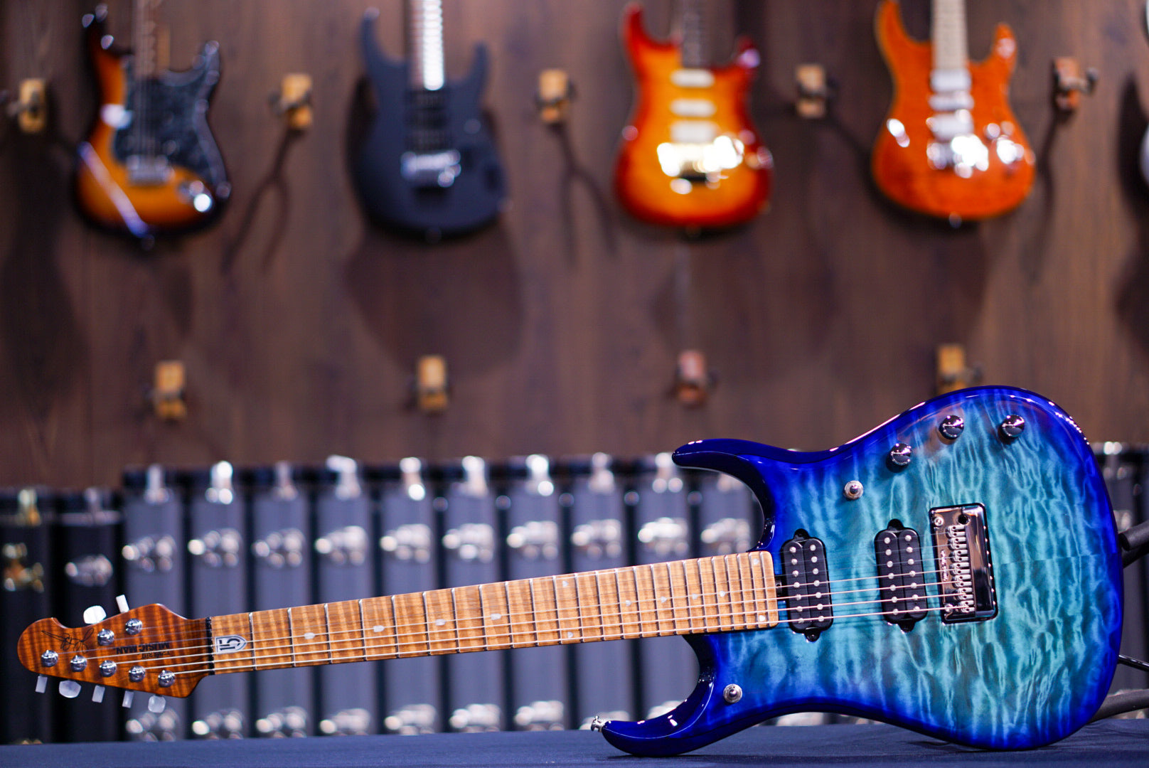 Ernie Ball Music Man JP15 7 Electric Guitar - Cerulean Paradise Quilt K04643