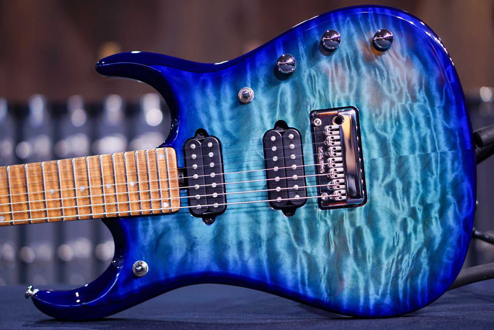Ernie Ball Music Man JP15 7 Electric Guitar - Cerulean Paradise Quilt K04643