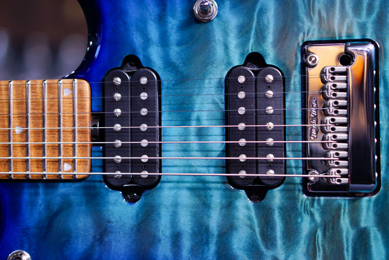 Ernie Ball Music Man JP15 7 Electric Guitar - Cerulean Paradise Quilt K04643