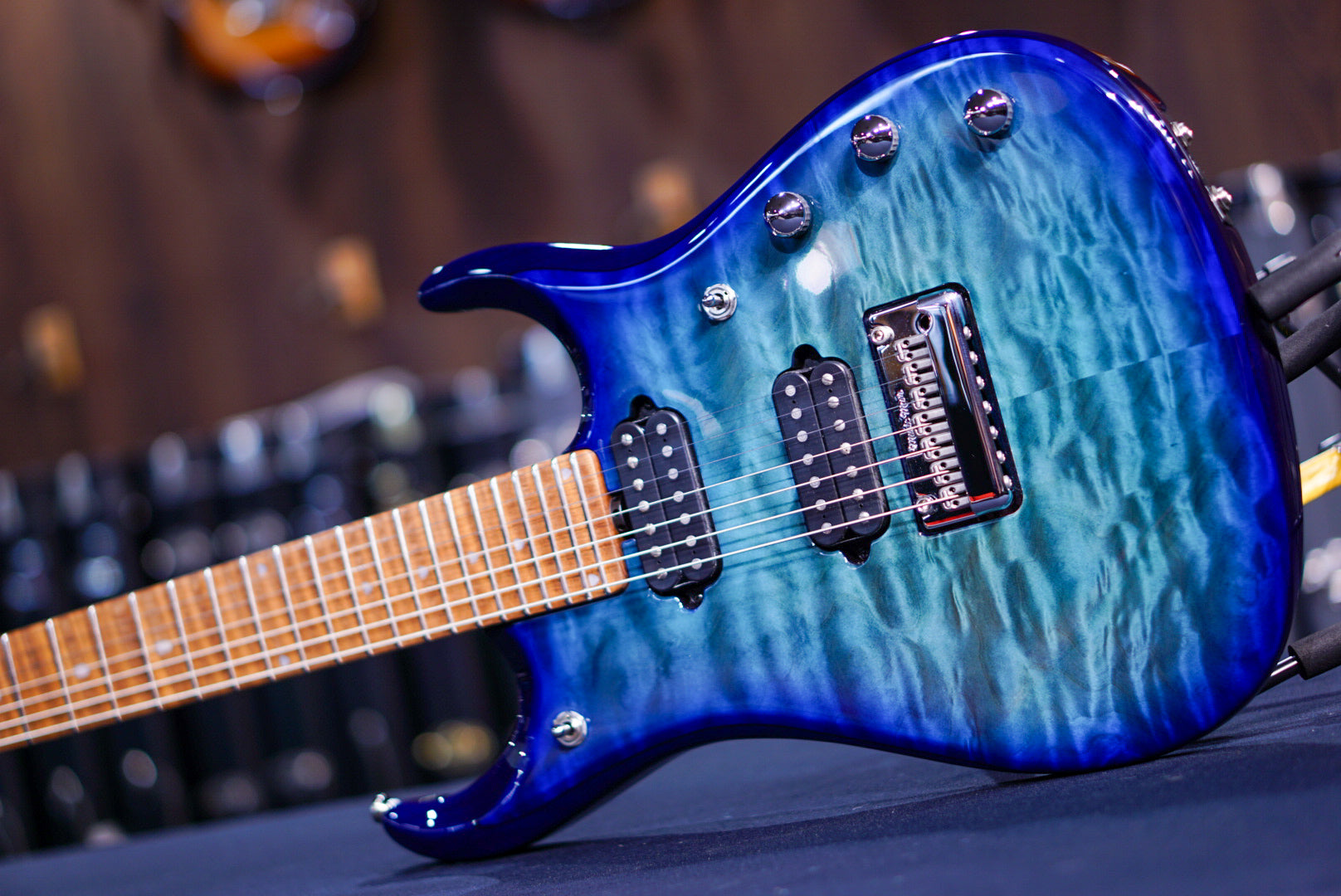 Ernie Ball Music Man JP15 7 Electric Guitar - Cerulean Paradise Quilt K04643