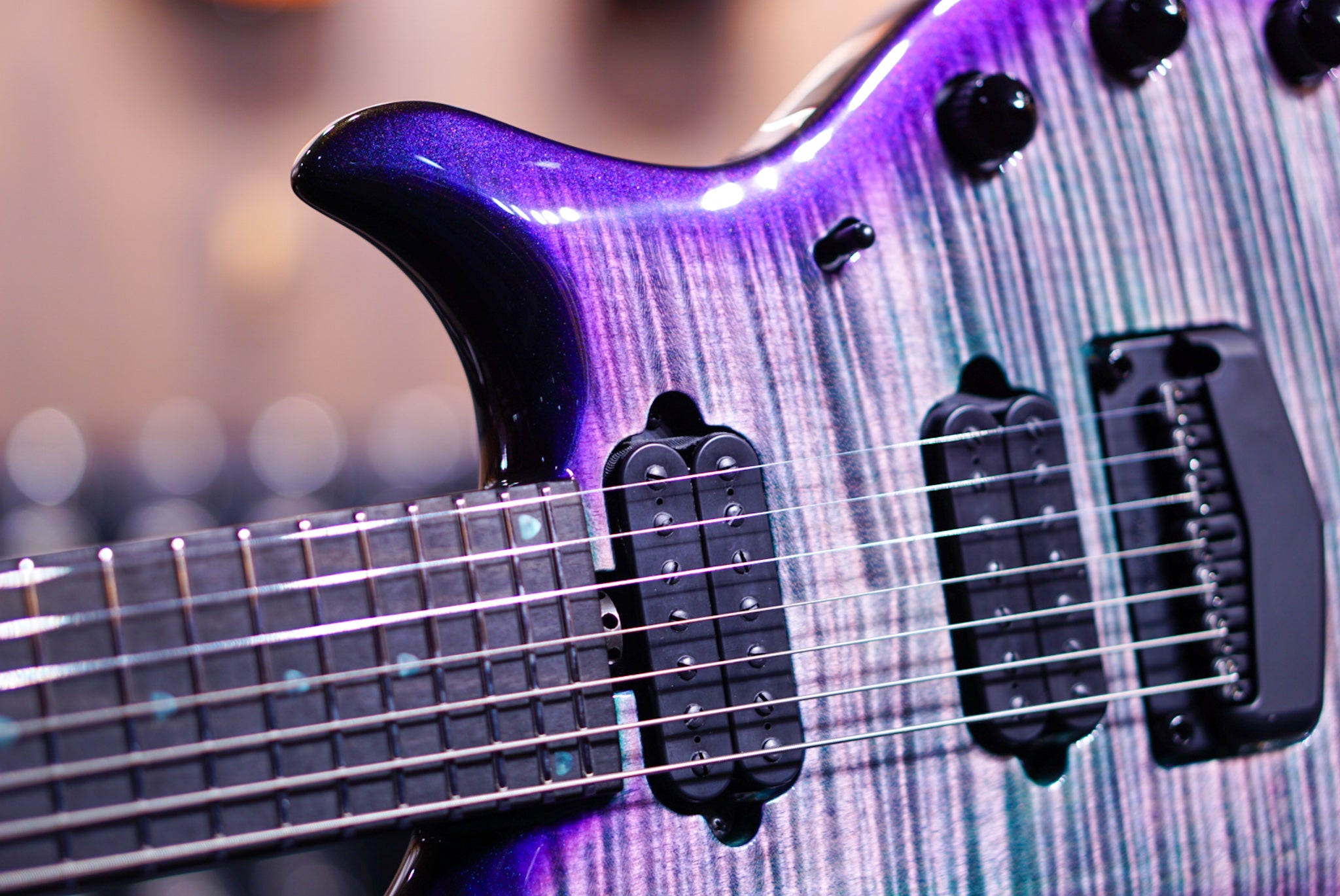 ERNIE BALL MUSIC MAN JOHN PETRUCCI LIMITED-EDITION MAPLE TOP MAJESTY 7-STRING CRYSTAL AMETHYST M017286 - HIENDGUITAR   Musicman GUITAR