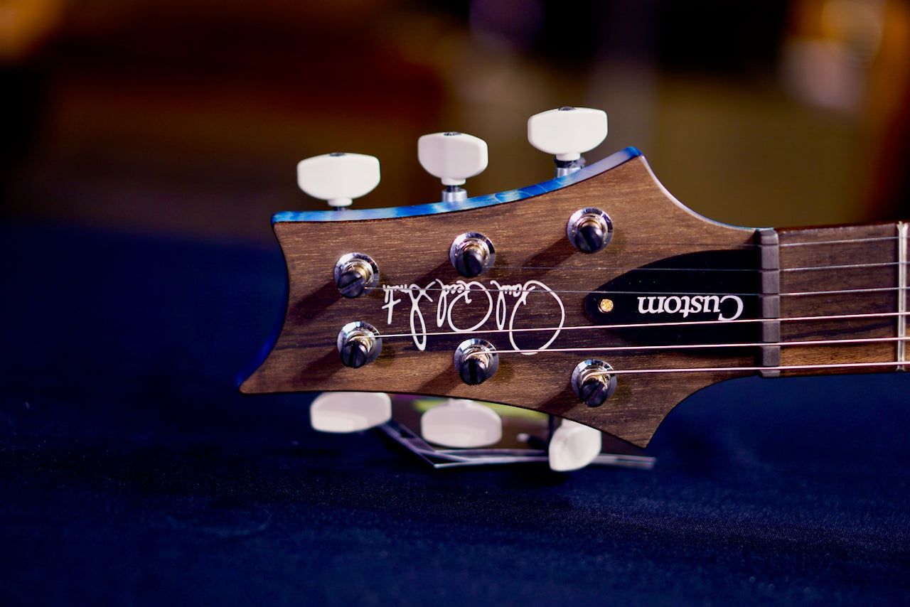 PRS Custom 24 Wood Library Faded Blue Jean Satin Flame Neck 0410574