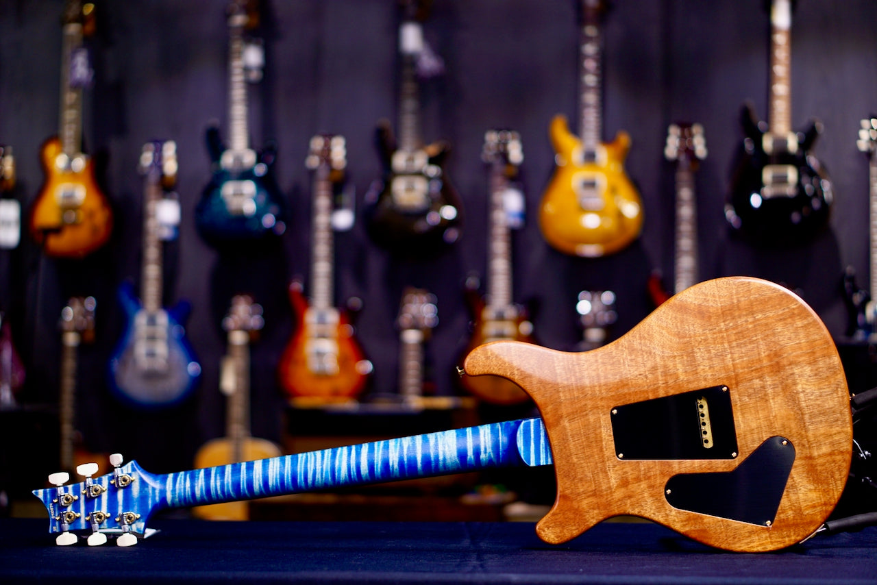 PRS Custom 24 Wood Library Faded Blue Jean Satin Flame Neck 0410574
