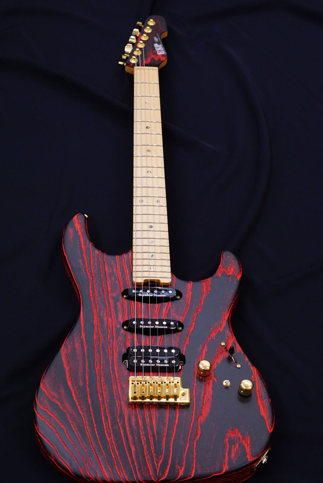 ESP SNAPPER AS BR DRIFTWOOD SERIES black w lava filler E1610232 - HIENDGUITAR ESP GUITAR