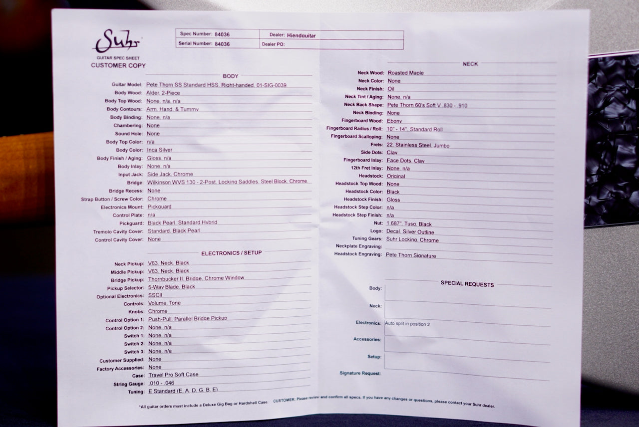 Suhr PETE THORN STANDARD HSS SIGNATURE SERIES 84036