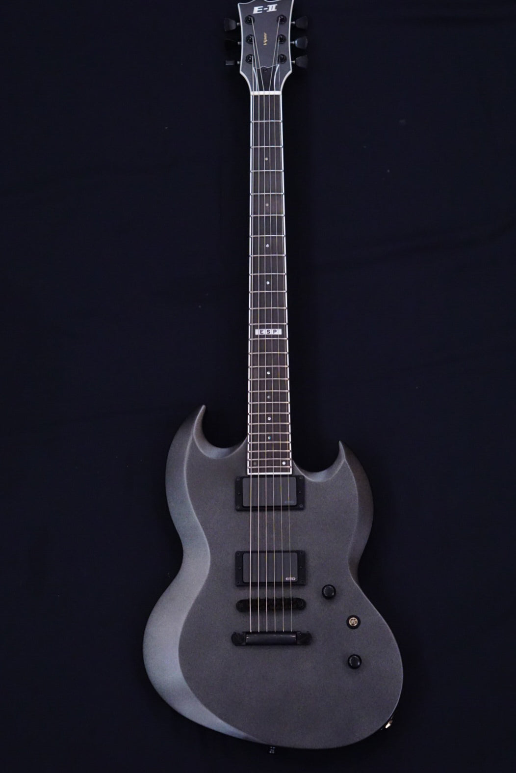 ESP E-II Viper Baritone Charcoal Metallic Satin ES1470233 - HIENDGUITAR E-II GUITAR