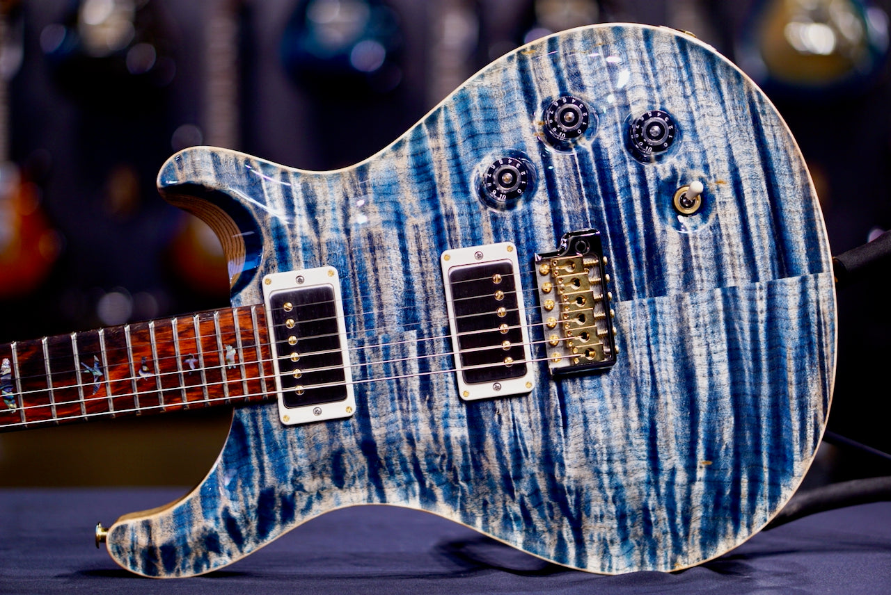RESERVED PRS DGT Wood Library Faded Whale Blue Stain Flame neck 0413763