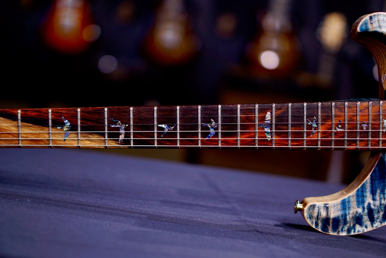 RESERVED PRS DGT Wood Library Faded Whale Blue Stain Flame neck 0413763