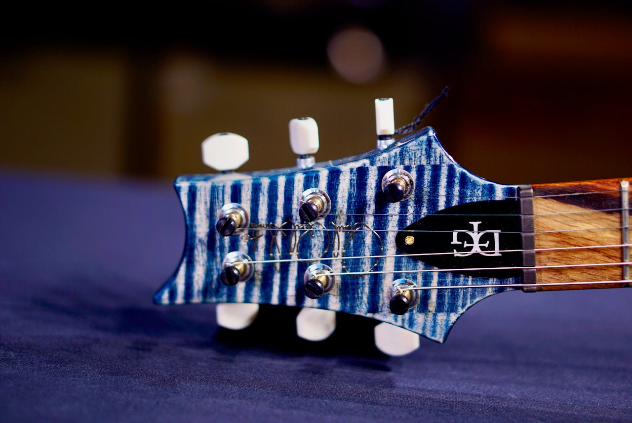 RESERVED PRS DGT Wood Library Faded Whale Blue Stain Flame neck 0413763