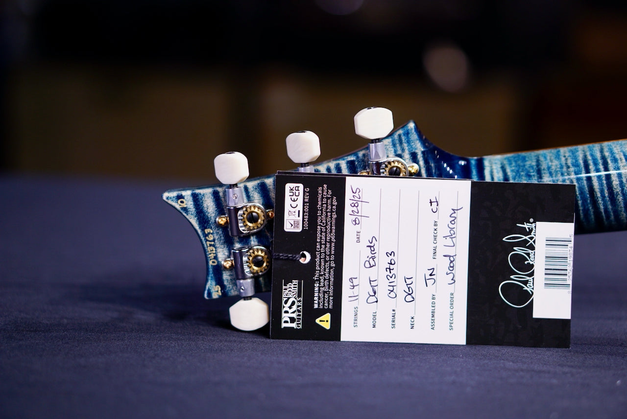 RESERVED PRS DGT Wood Library Faded Whale Blue Stain Flame neck 0413763