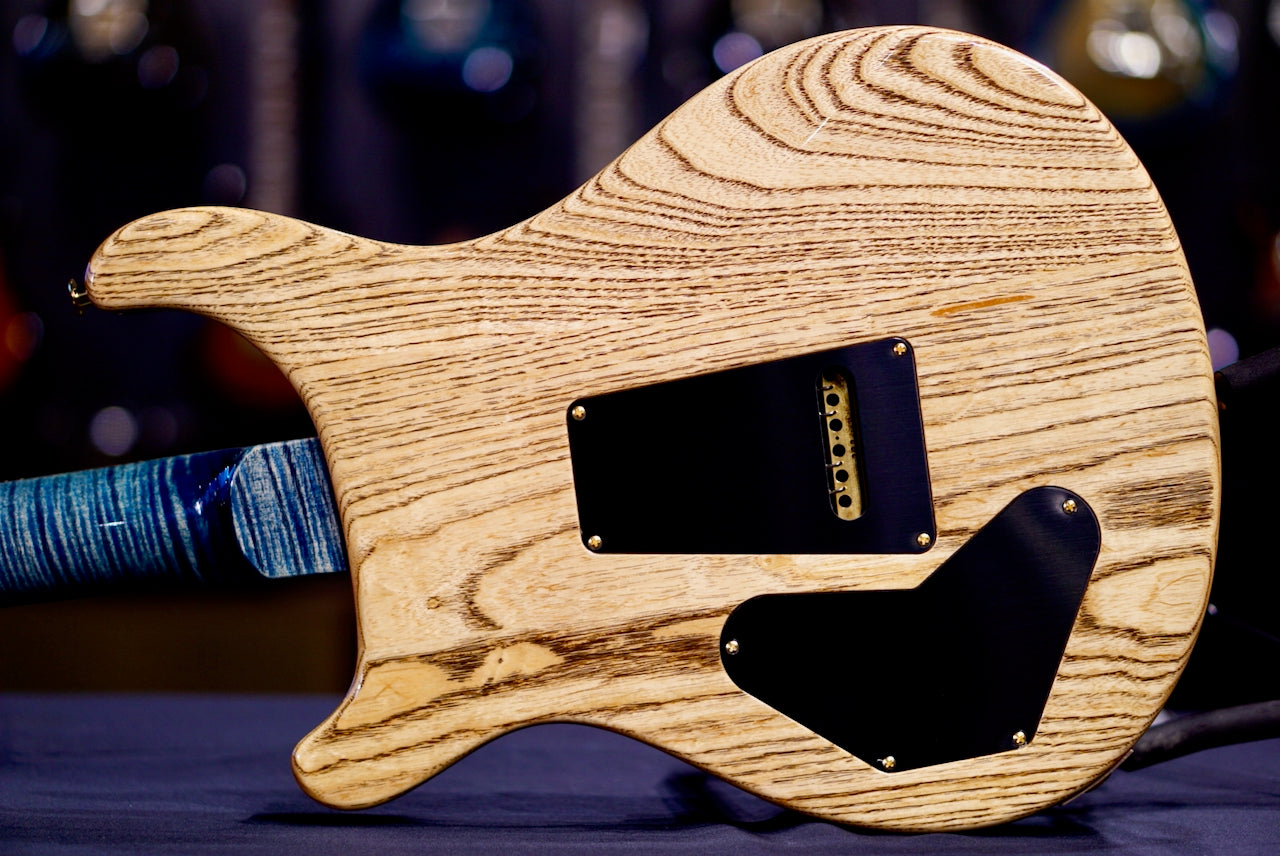 RESERVED PRS DGT Wood Library Faded Whale Blue Stain Flame neck 0413763
