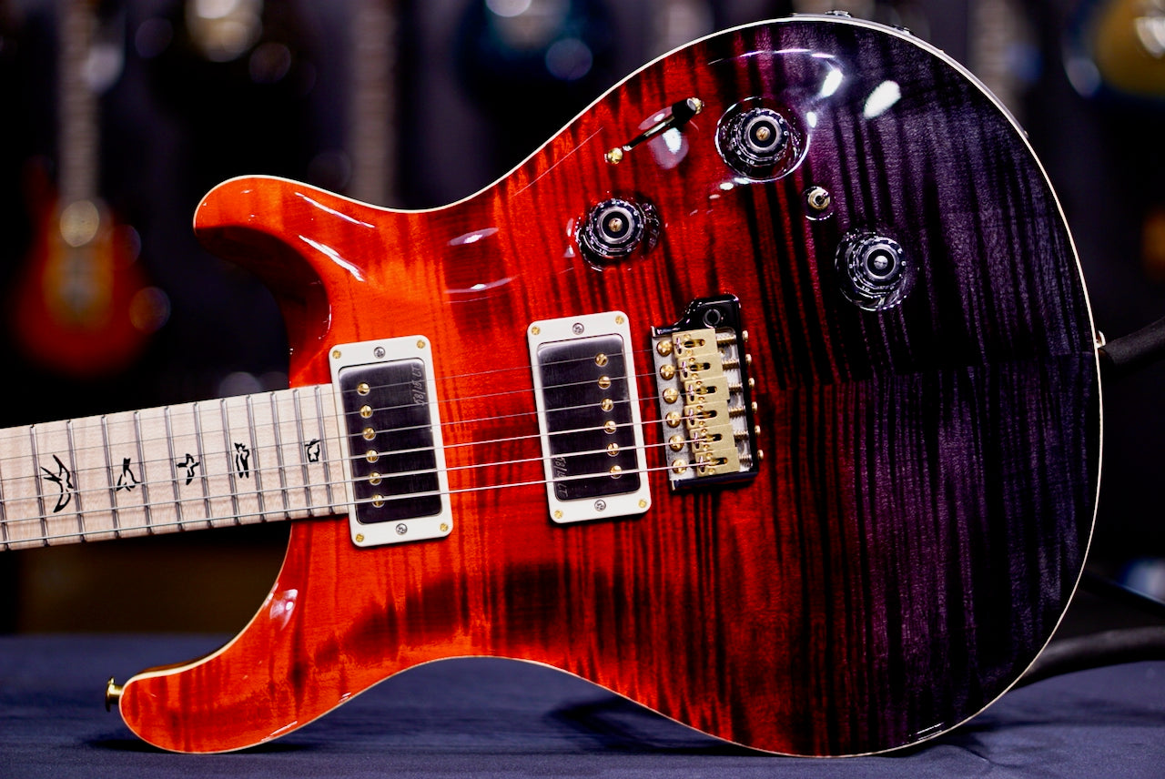 PRS Custom 24 Piezo Wood Library Artist Neck Fire Red / Gray Black Fade 0414025