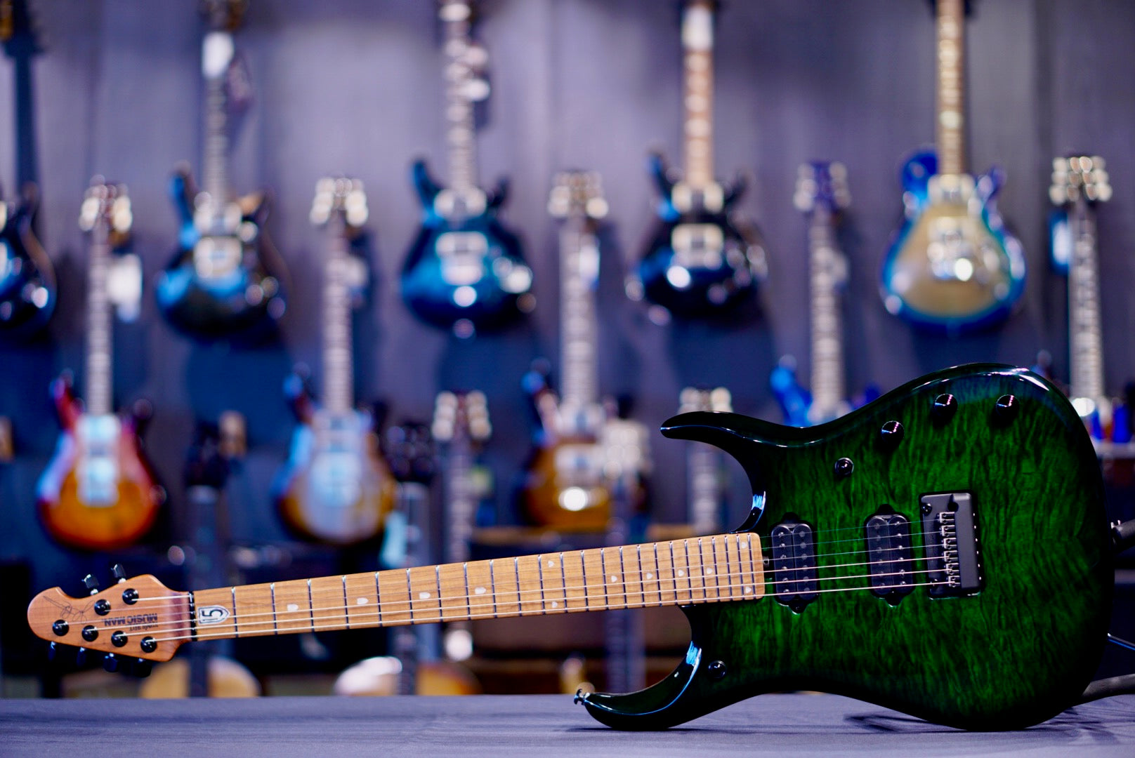Ernie Ball Music Man JP15 Green Tiger Flame H09804