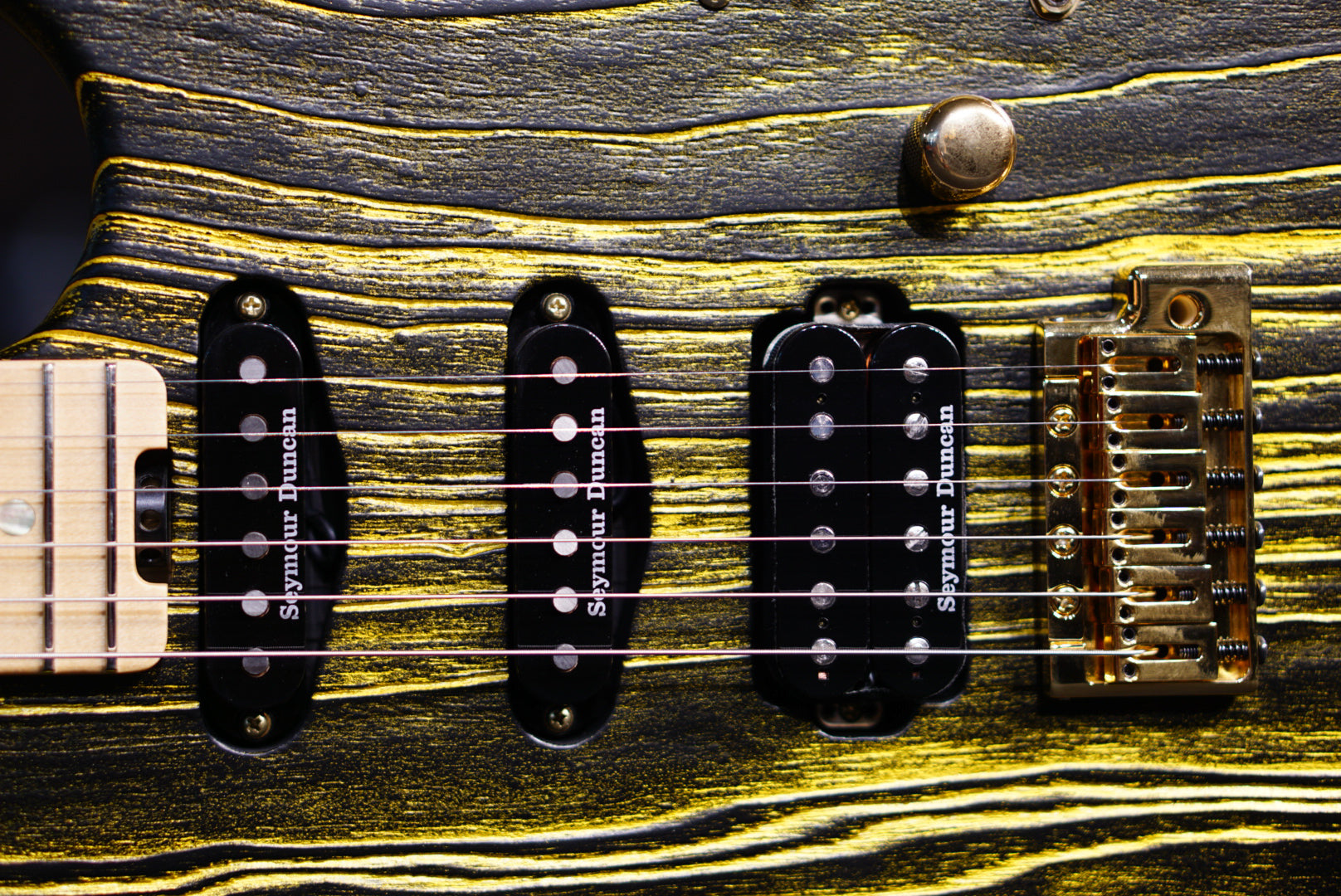 ESP SNAPPER AS BR DRIFTWOOD SERIES black w gold filler E7810232 - HIENDGUITAR ESP GUITAR