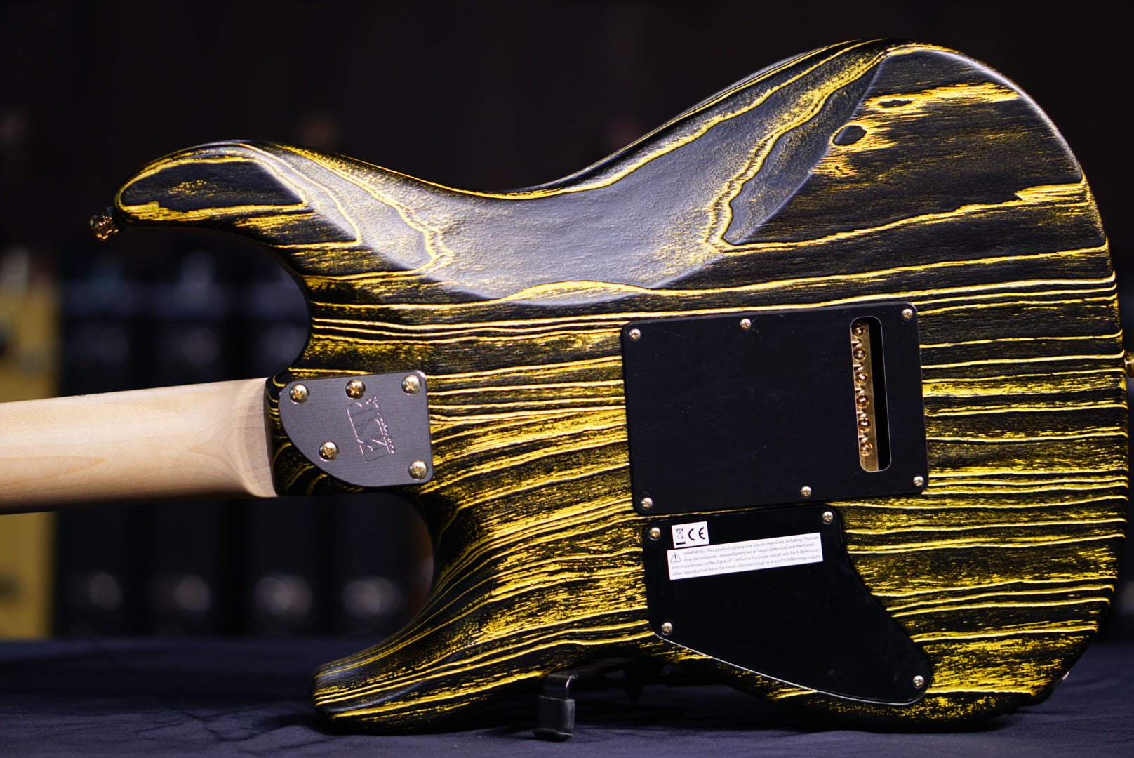 ESP SNAPPER AS BR DRIFTWOOD SERIES black w gold filler E7810232 - HIENDGUITAR ESP GUITAR