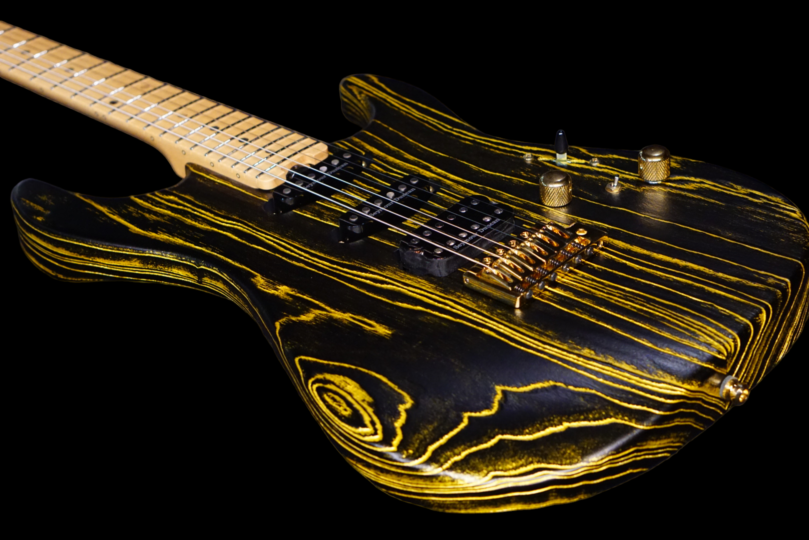 ESP SNAPPER AS BR DRIFTWOOD SERIES black w gold filler E7810232 - HIENDGUITAR ESP GUITAR