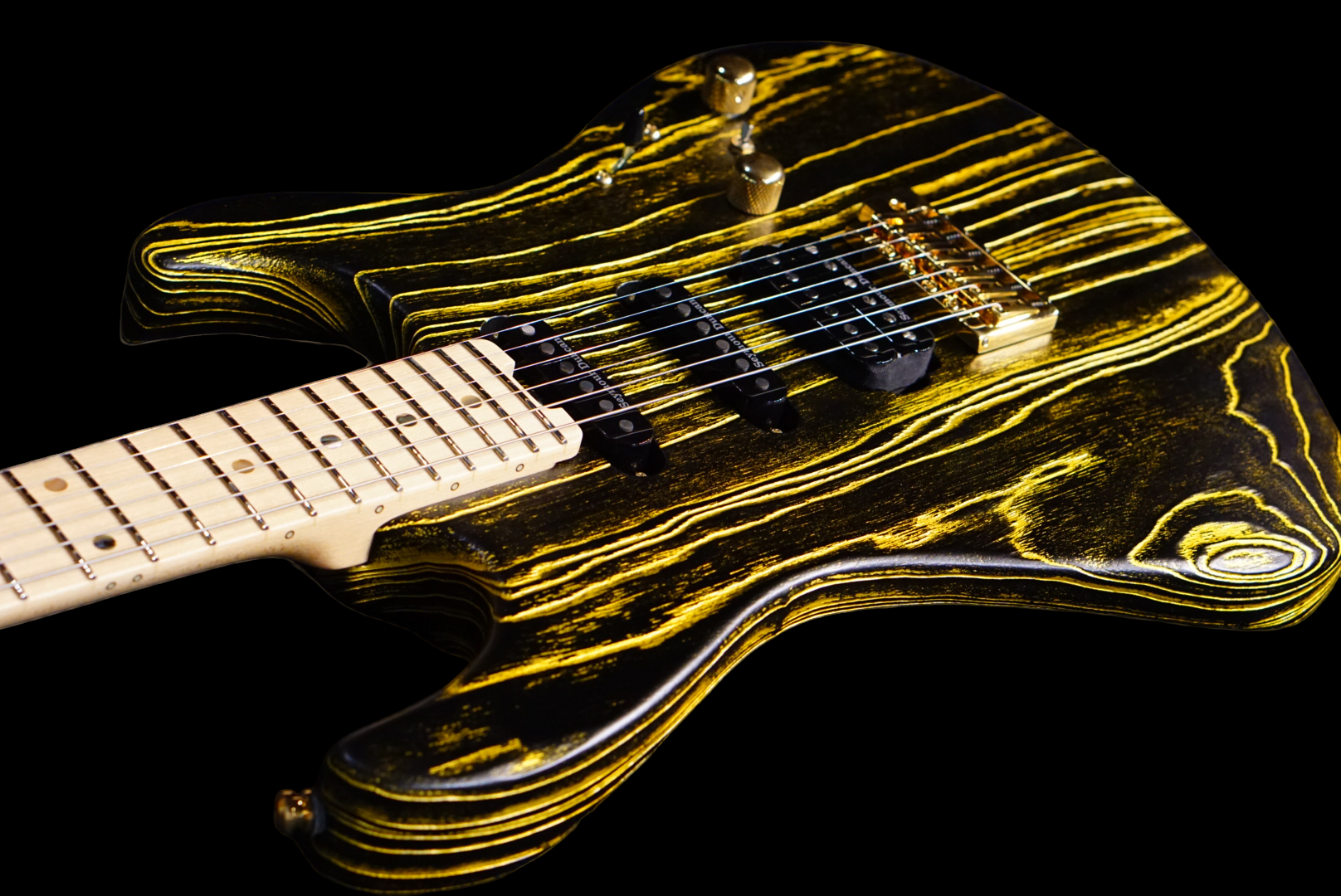 ESP SNAPPER AS BR DRIFTWOOD SERIES black w gold filler E7810232 - HIENDGUITAR ESP GUITAR