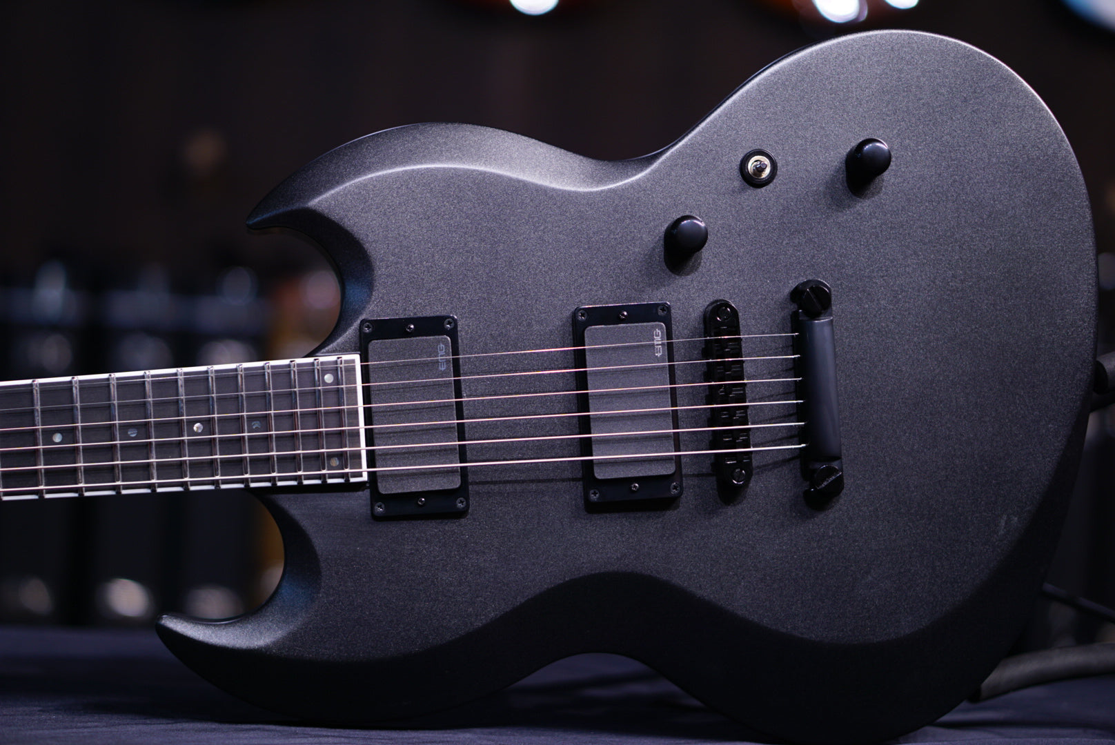 ESP E-II Viper Baritone Charcoal Metallic Satin ES1470233 - HIENDGUITAR E-II GUITAR