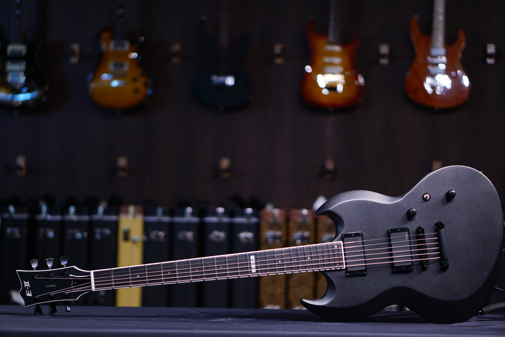 ESP E-II Viper Baritone Charcoal Metallic Satin ES1470233 - HIENDGUITAR E-II GUITAR