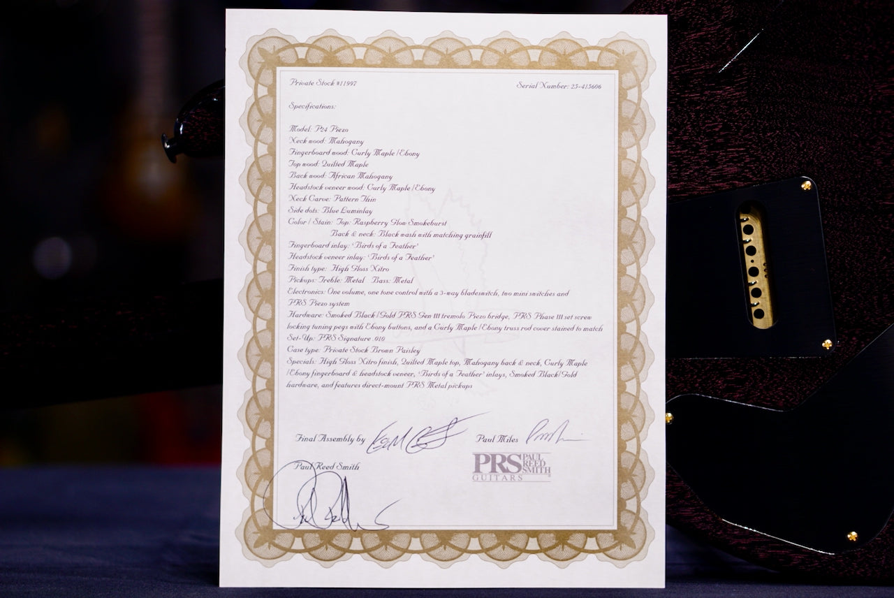 PRS Privatestock Custom 24 Piezo Raspberry Glow Smokeburst