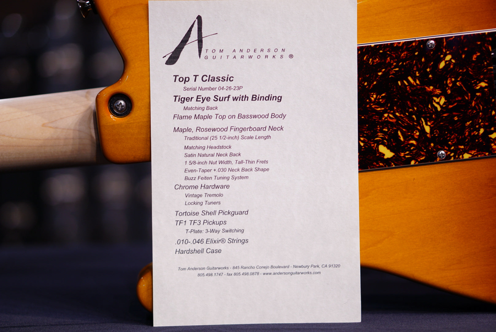 Tom Anderson Top T Classic Tiger Eye Surf 04-26-23P - HIENDGUITAR Anderson GUITAR