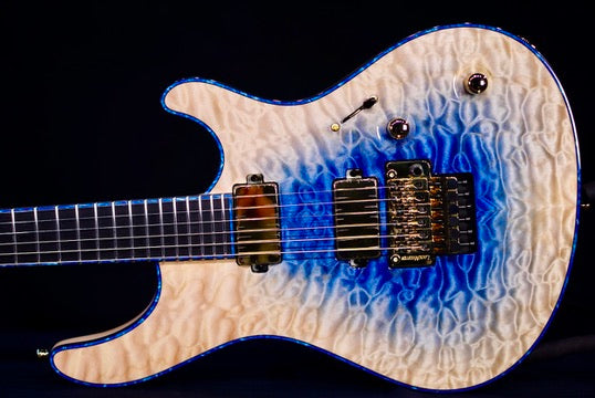 Mayones Regius Pro 6 2025 - Trans natural fade blue burst IN Gloss RF2505380