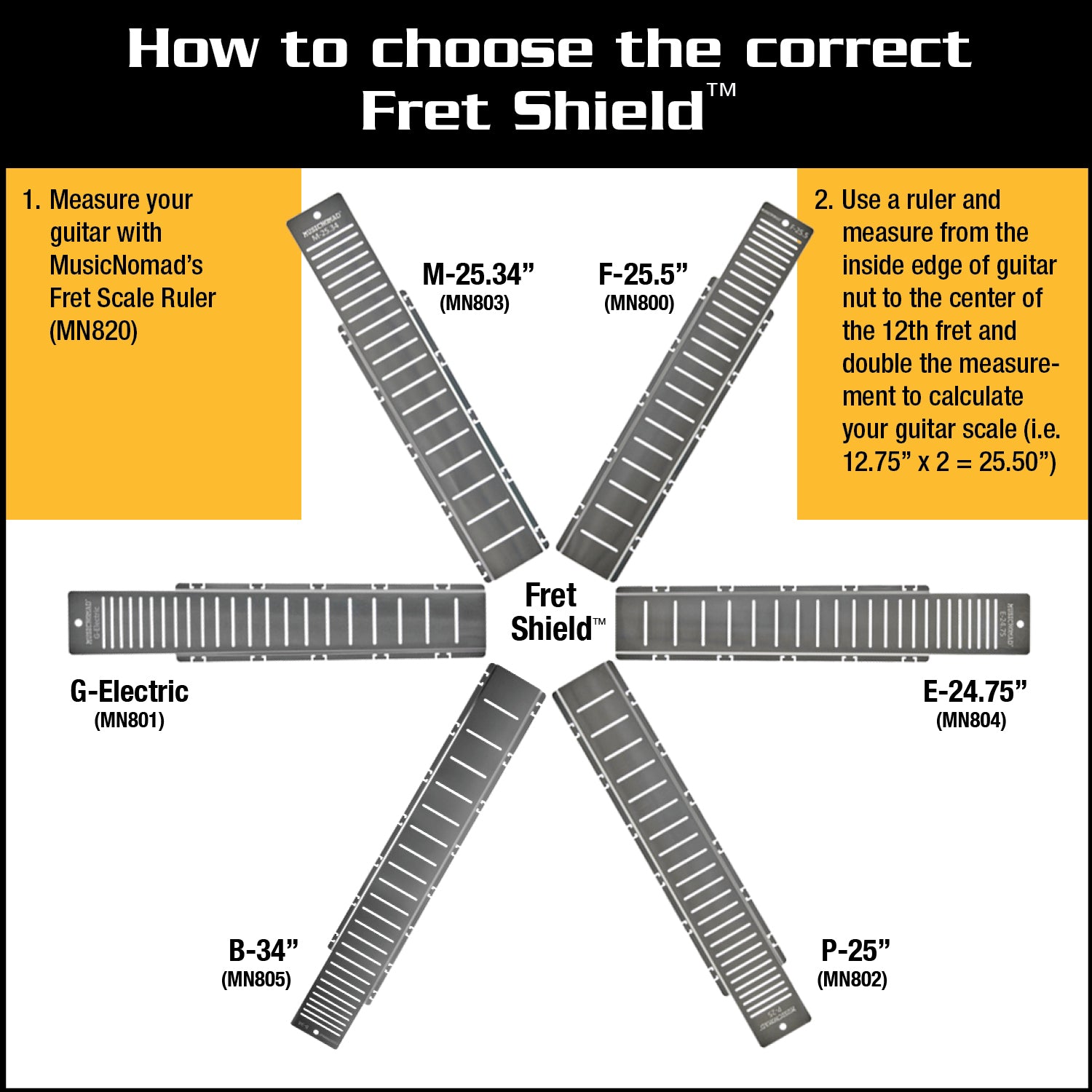 MusicNomad Fret Shield™ Fret Shield™ Fretboard Protector Guard for B-34" Bass Fret Scale MN805