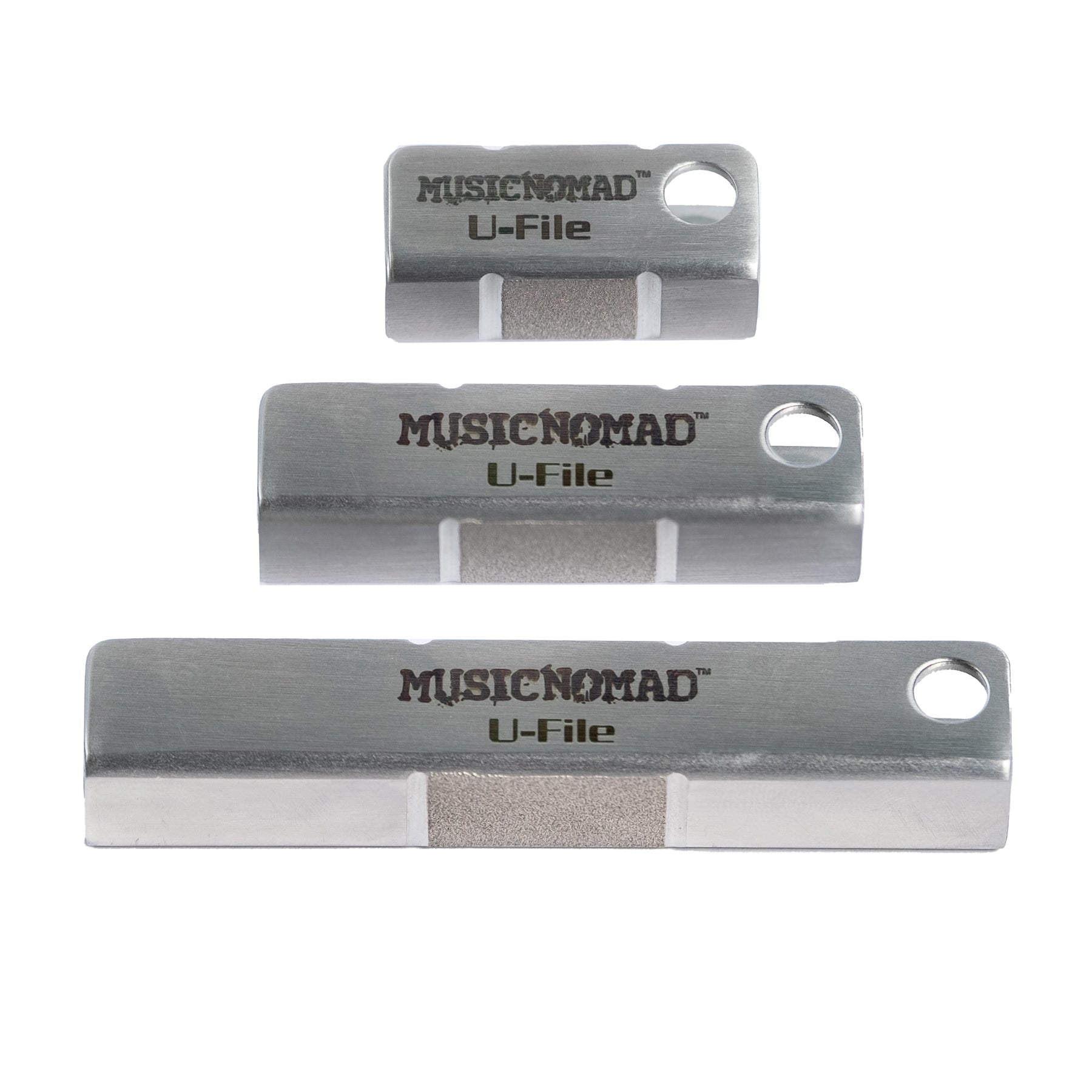 Music Nomad Fret Leveler - Diamond U-File for Leveling Single Guitar Frets - 3 Pack (1.25", 2", 3") MN813