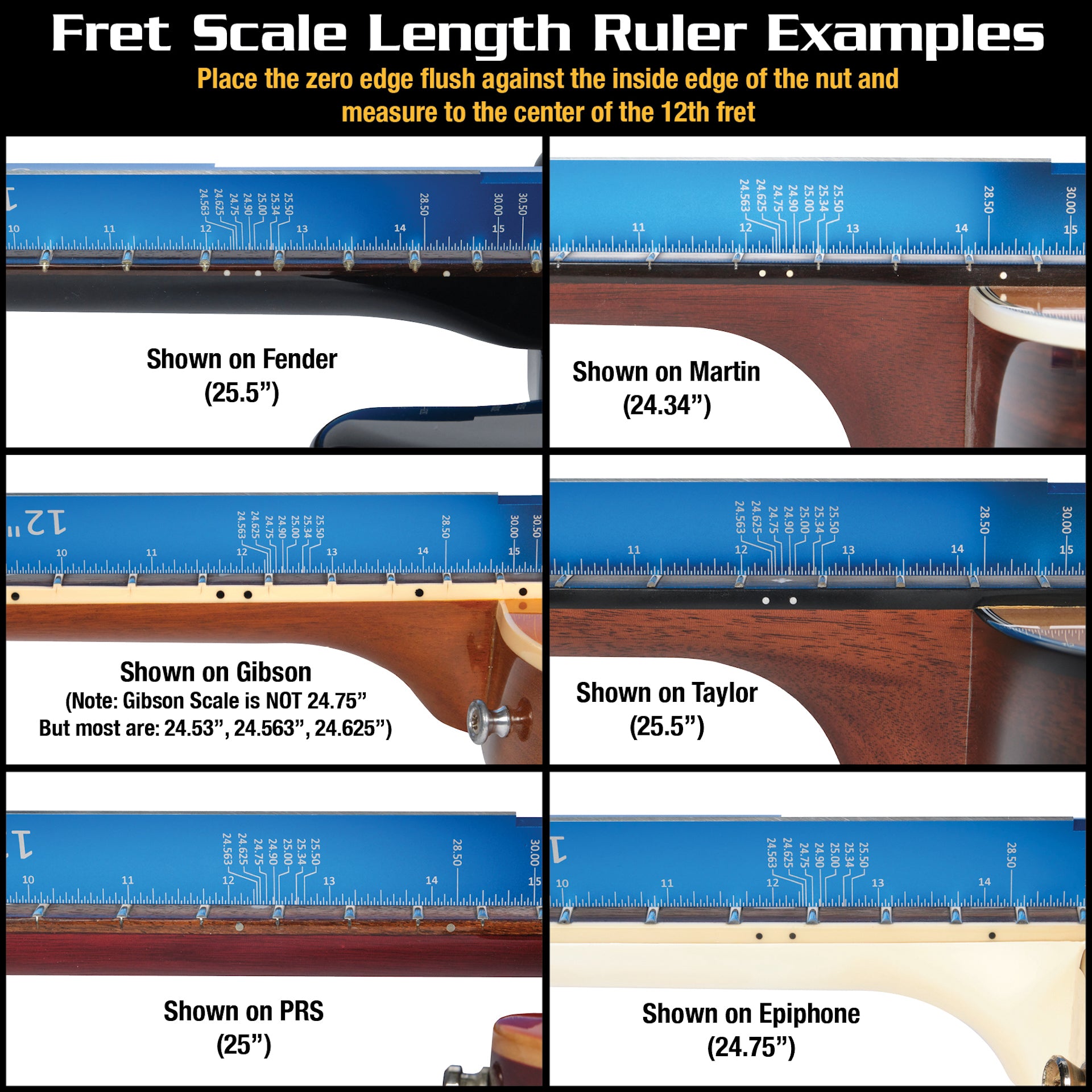 MusicNomad Tri-Beam 3 'n 1 Straightedge, plus SAE/Metric Ruler & Scale Length Ruler for Acoustic & Electric Guitars (MN820) - HIENDGUITAR musicnomad musicnomad