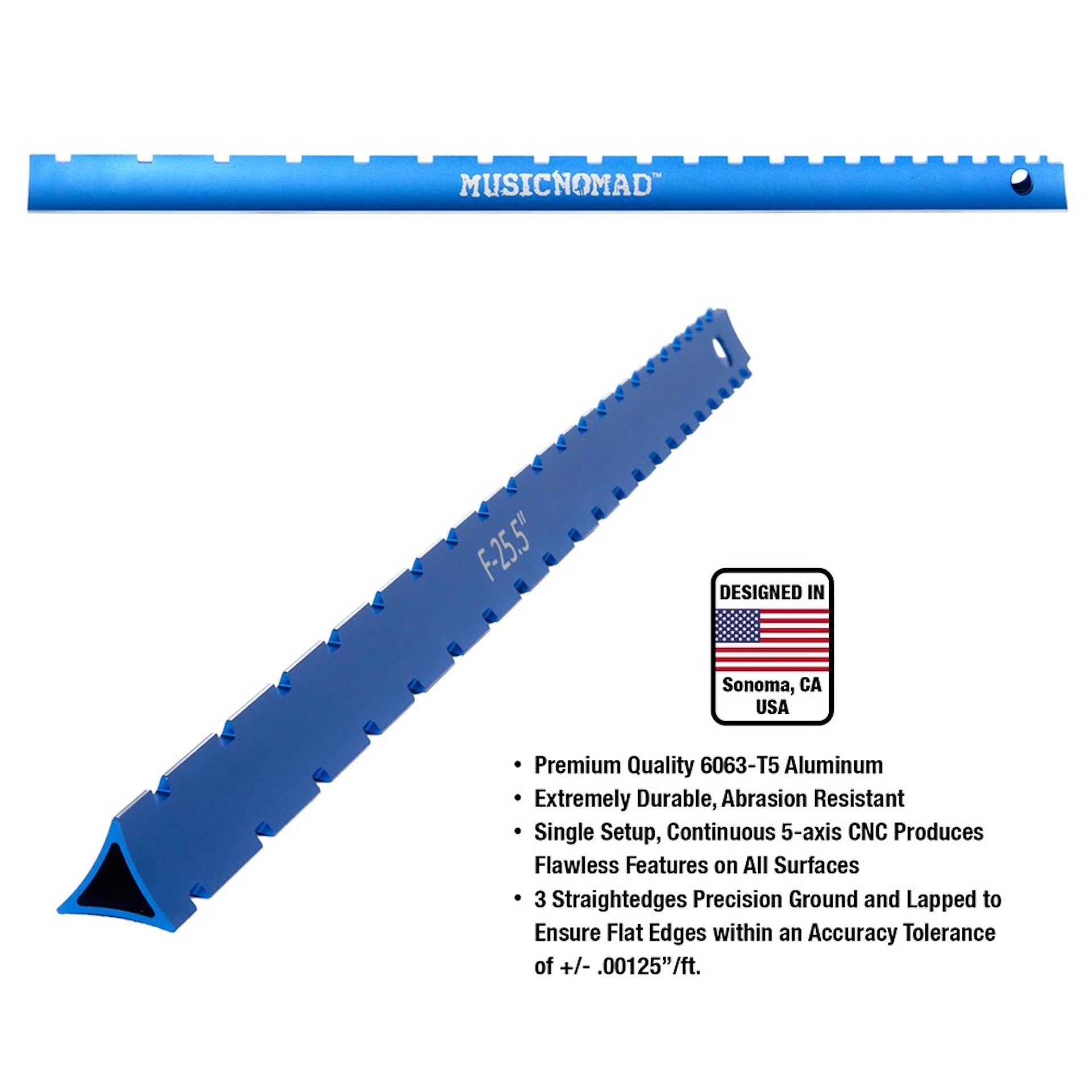 MusicNomad Tri-Beam 3 'n 1 Dual Notched Straightedge & Precision Straightedge for Acoustic and Electric Guitars (MN821) - HIENDGUITAR musicnomad musicnomad