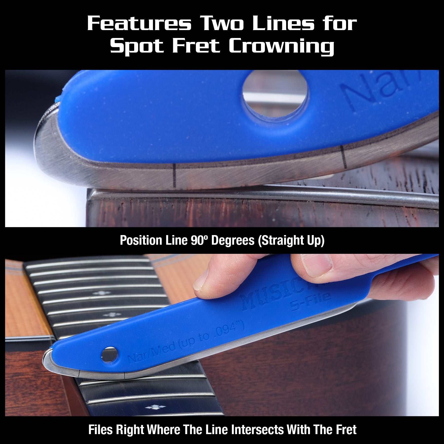 Diamond Coated, Safe Zone Fret Crowning File (S-File) MN850