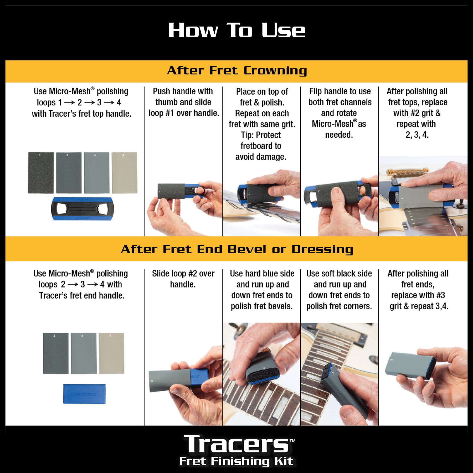 MusicNomad 6 pc. Tracers Fret Finishing Kit MN860