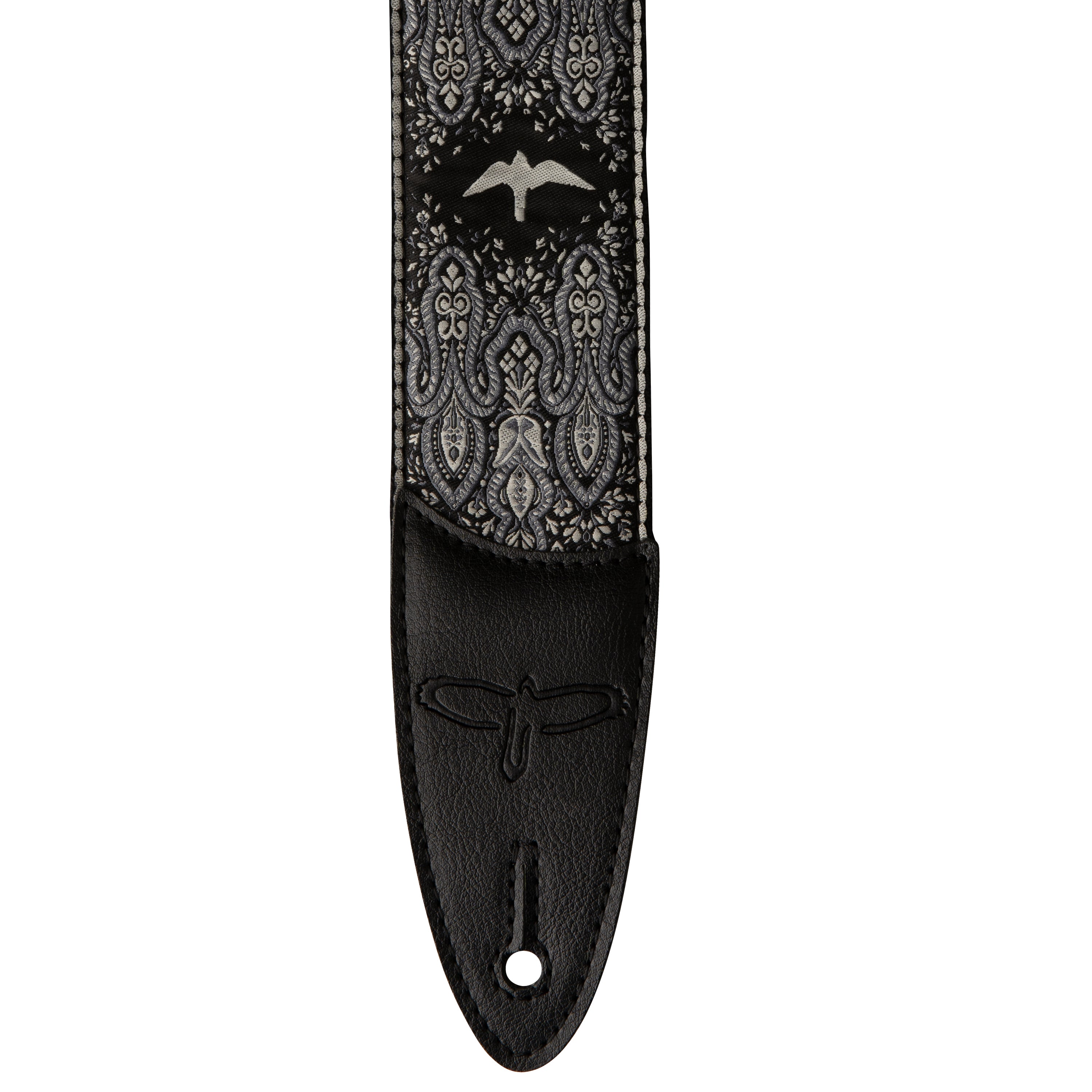 PRS 2" Guitar Strap, Custom Jacquard Birds Fleur Charcoal