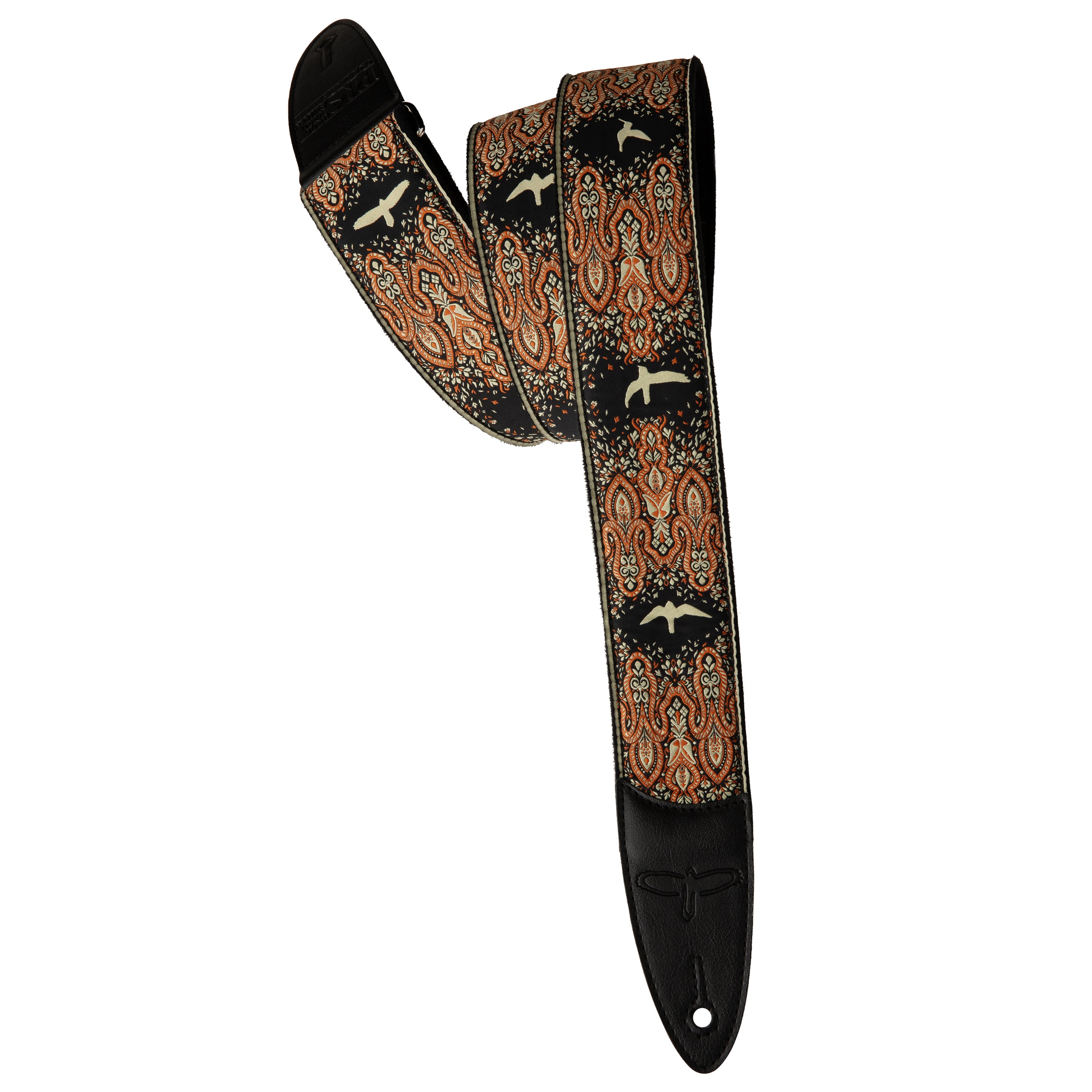 PRS 2" Guitar Strap, Custom Jacquard Birds Fleur Peach