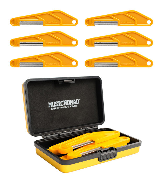 6 pc. Electric Guitar Diamond Coated Nut File Set - Super Light Strings, with Storage Case MN667 - HIENDGUITAR musicnomad Nut file