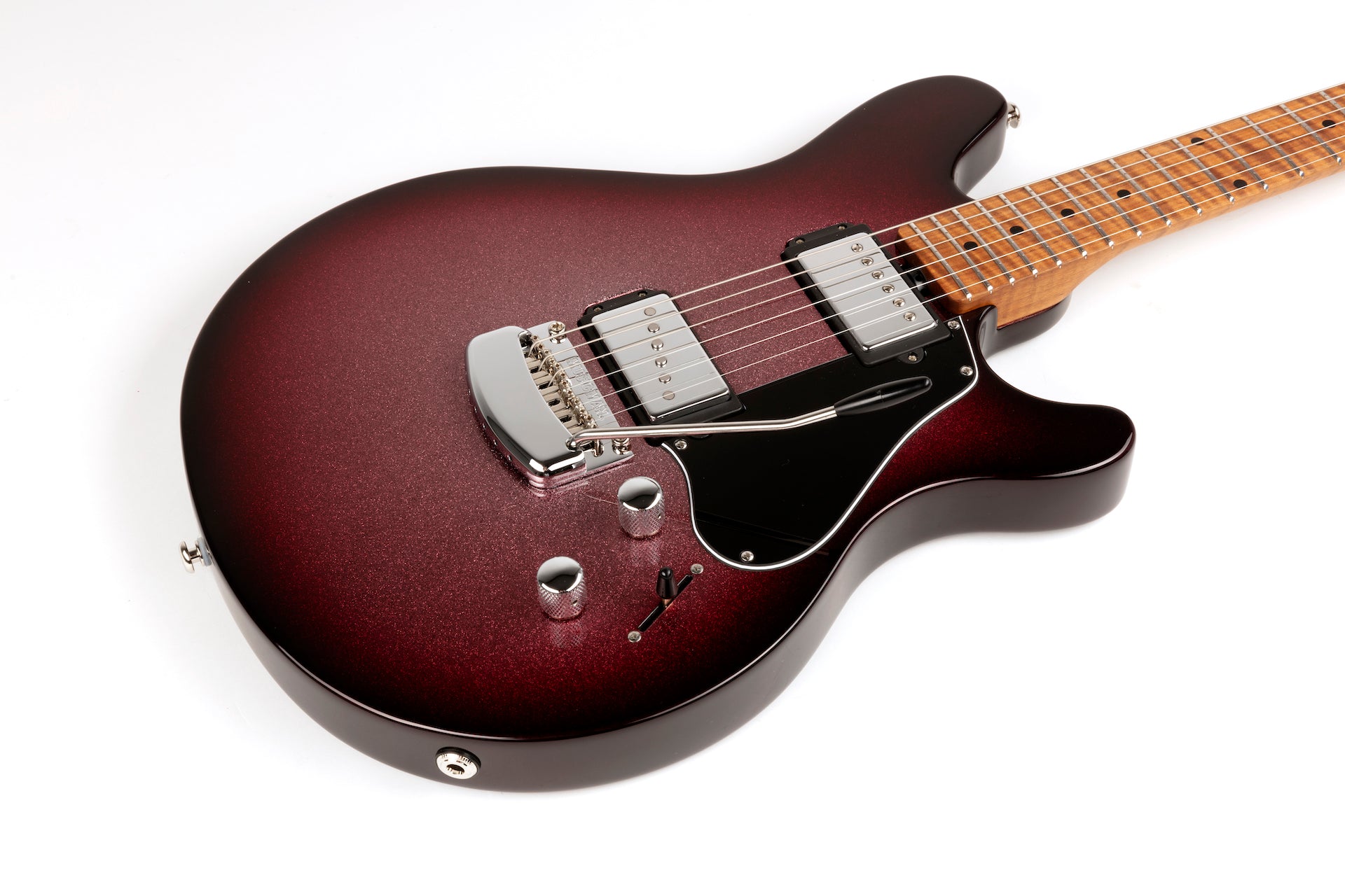 Ernie Ball Music Man Valentine Tremolo Electric Guitar - Maroon Sparkle Burst H00556 - HIENDGUITAR Musicman GUITAR