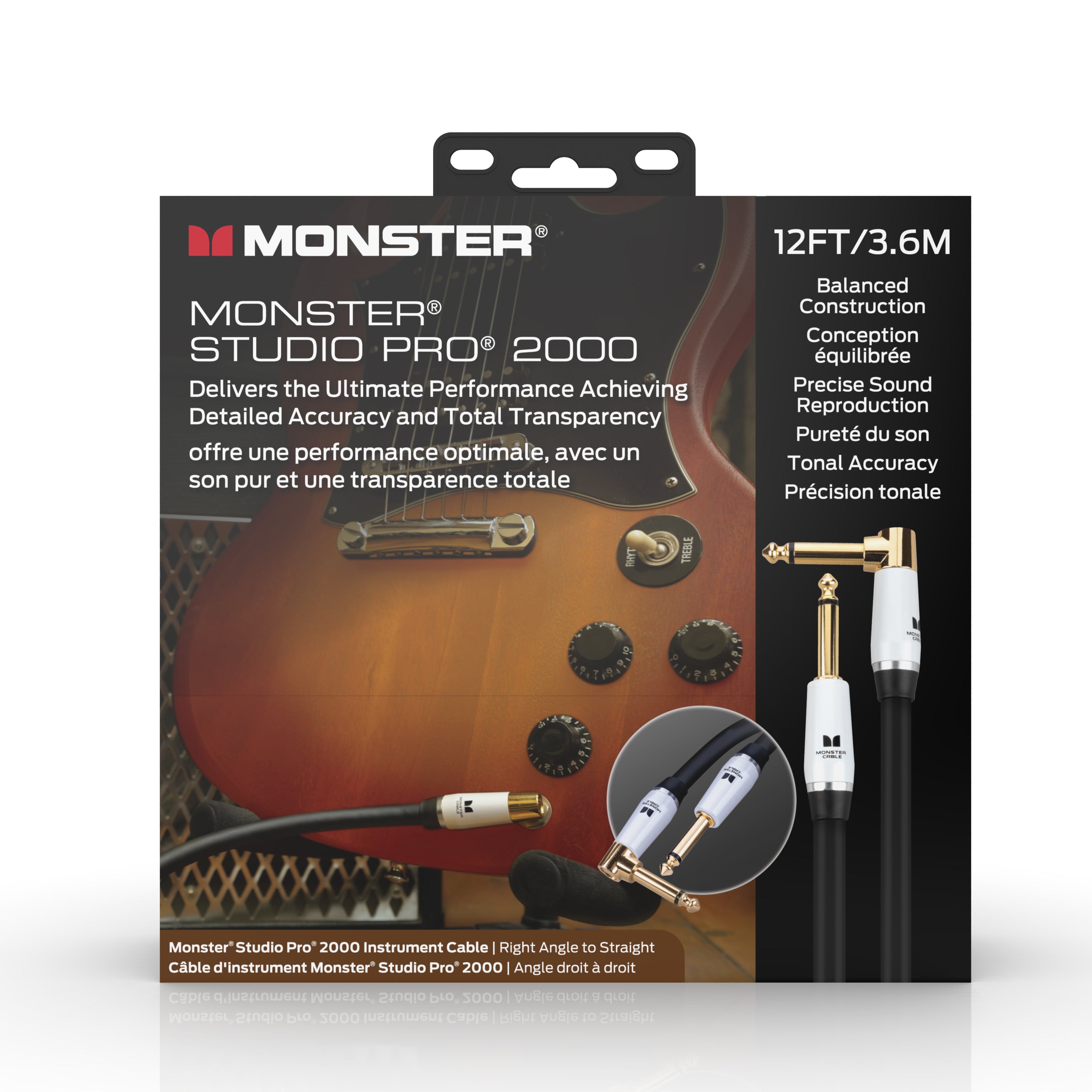 Monster® Prolink Studio Pro 2000 Instrument Cable - HIENDGUITAR Straight-Angle / 12ft(3.6m) Straight-Angle Monstercable Cables