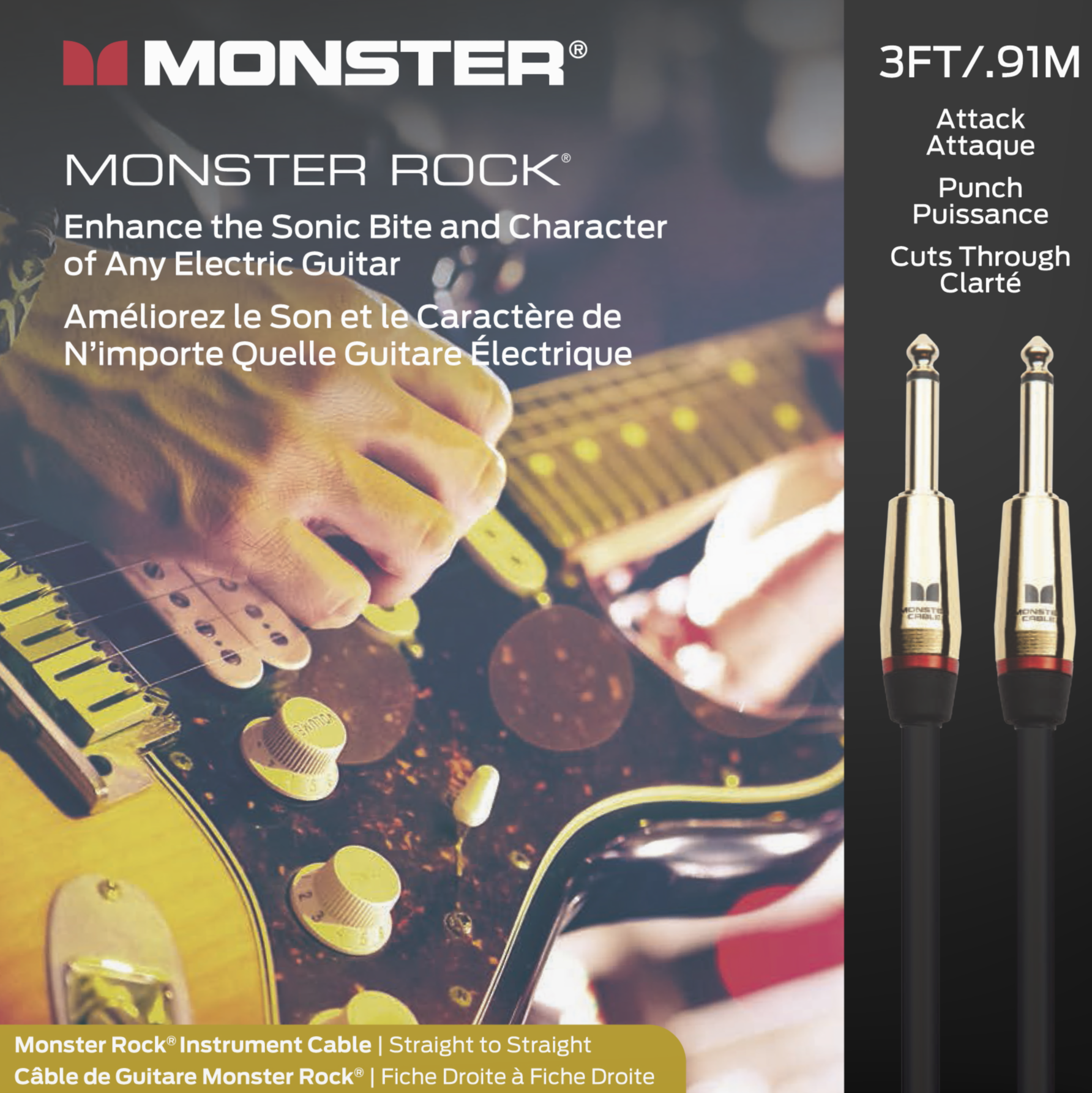 Monster® Prolink Rock Instrument Cable - HIENDGUITAR 3ft(.91m) / Straight-straight 3ft(.91m) Monstercable Cable