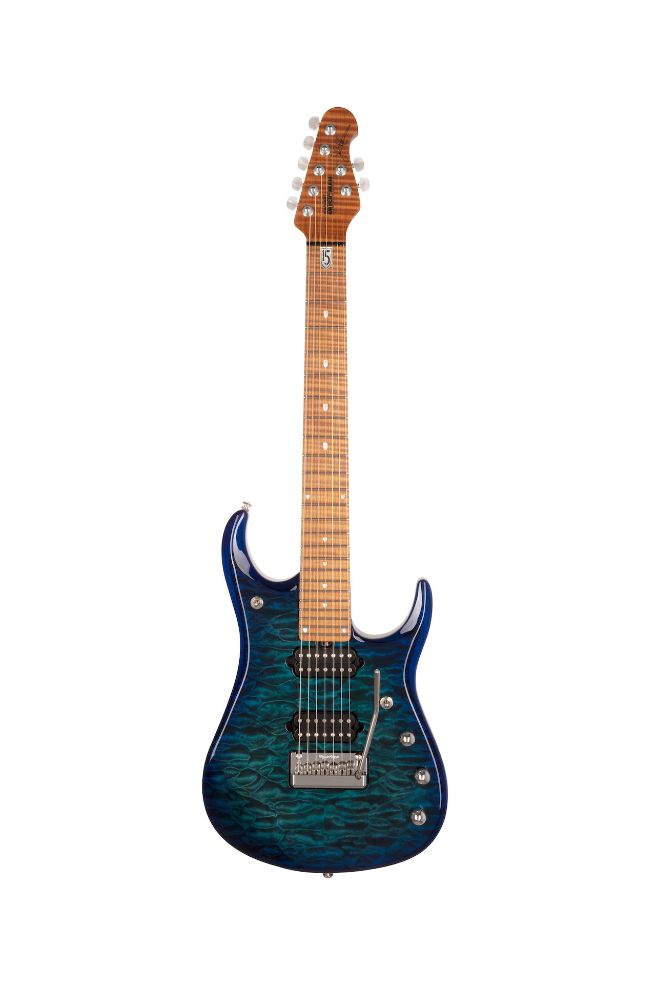 Ernie Ball Music Man JP15 7 Electric Guitar - Cerulean Paradise Quilt F94598 - HIENDGUITAR Musicman GUITAR