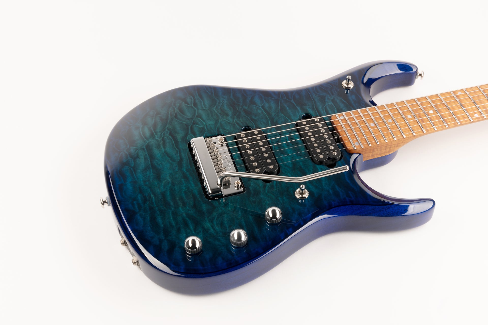 Ernie Ball Music Man JP15 7 Electric Guitar - Cerulean Paradise Quilt F94598 - HIENDGUITAR Musicman GUITAR