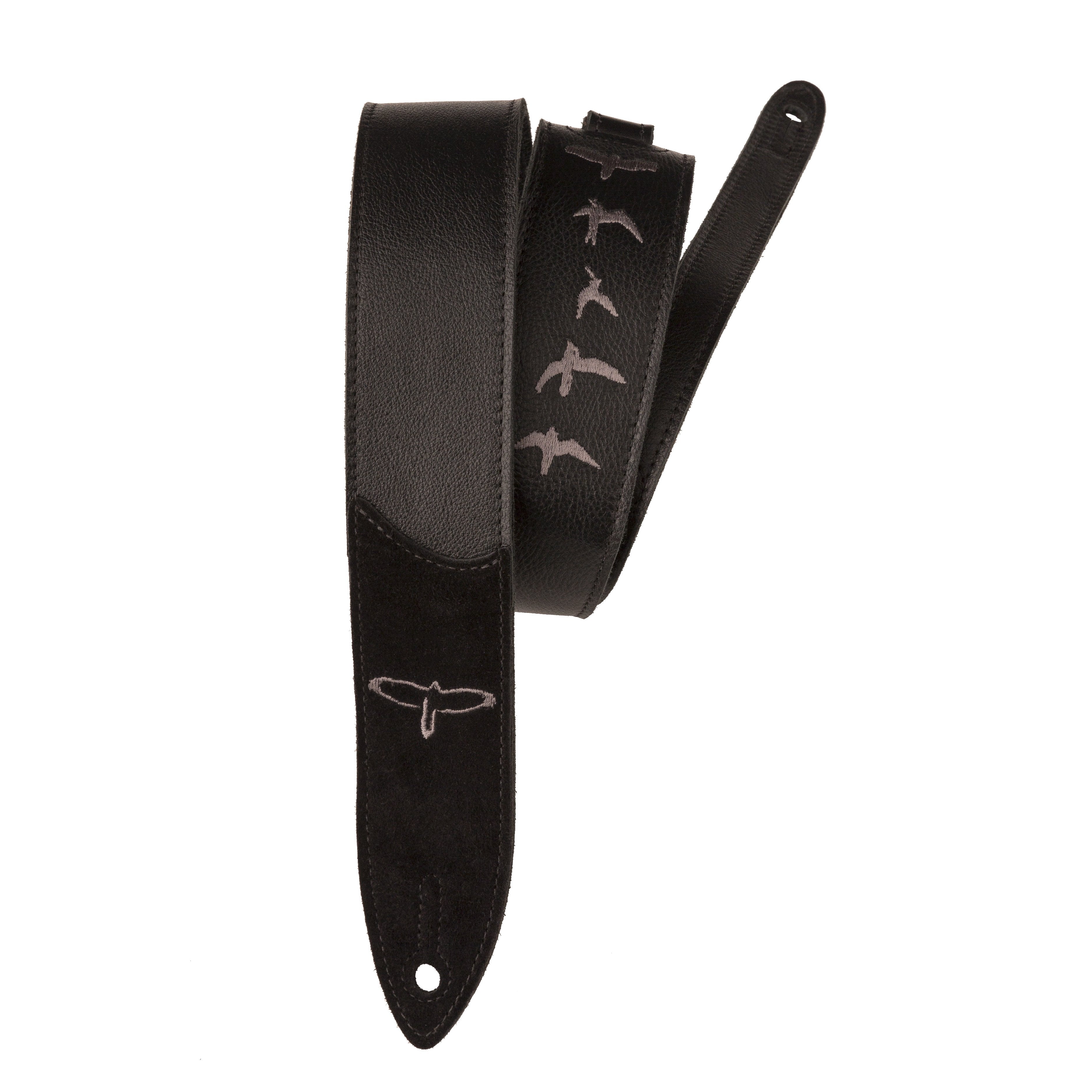 PRS Premium Leather 2" Strap Embroidered Birds Black - HIENDGUITAR PRS straps