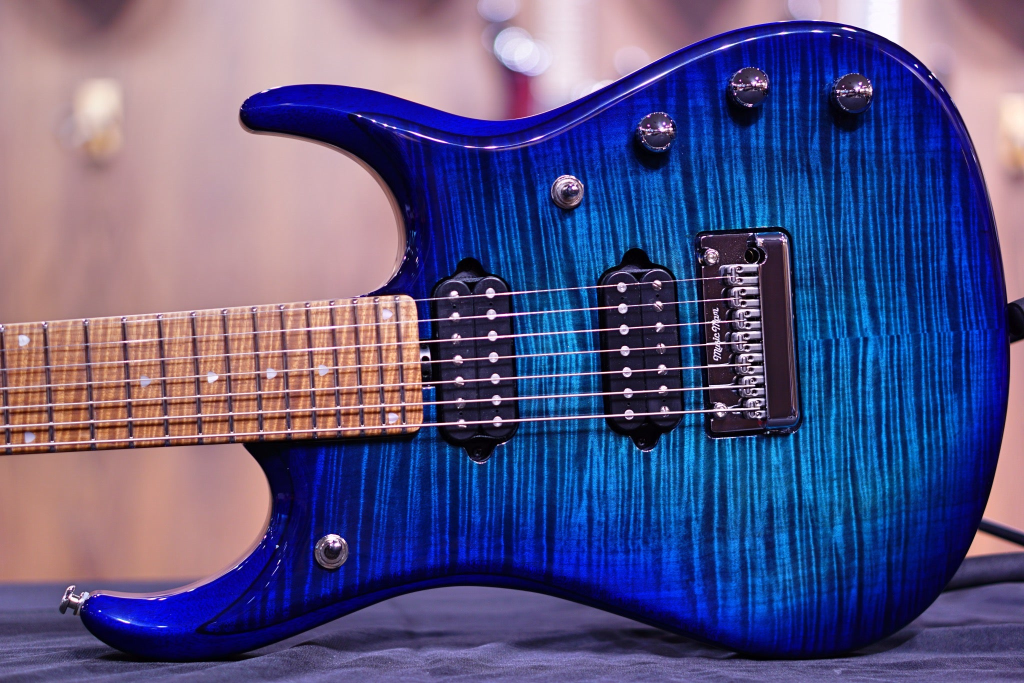 Musicman JP15 7-String - Cerulean Paradise Flame - Roasted Maple F94627 - HIENDGUITAR Musicman GUITAR