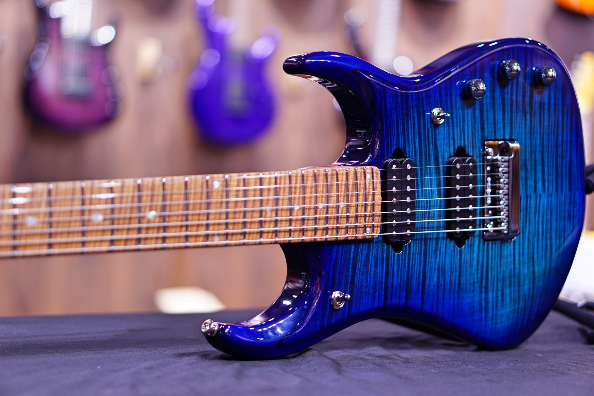 Musicman JP15 7-String - Cerulean Paradise Flame - Roasted Maple F94627 - HIENDGUITAR Musicman GUITAR