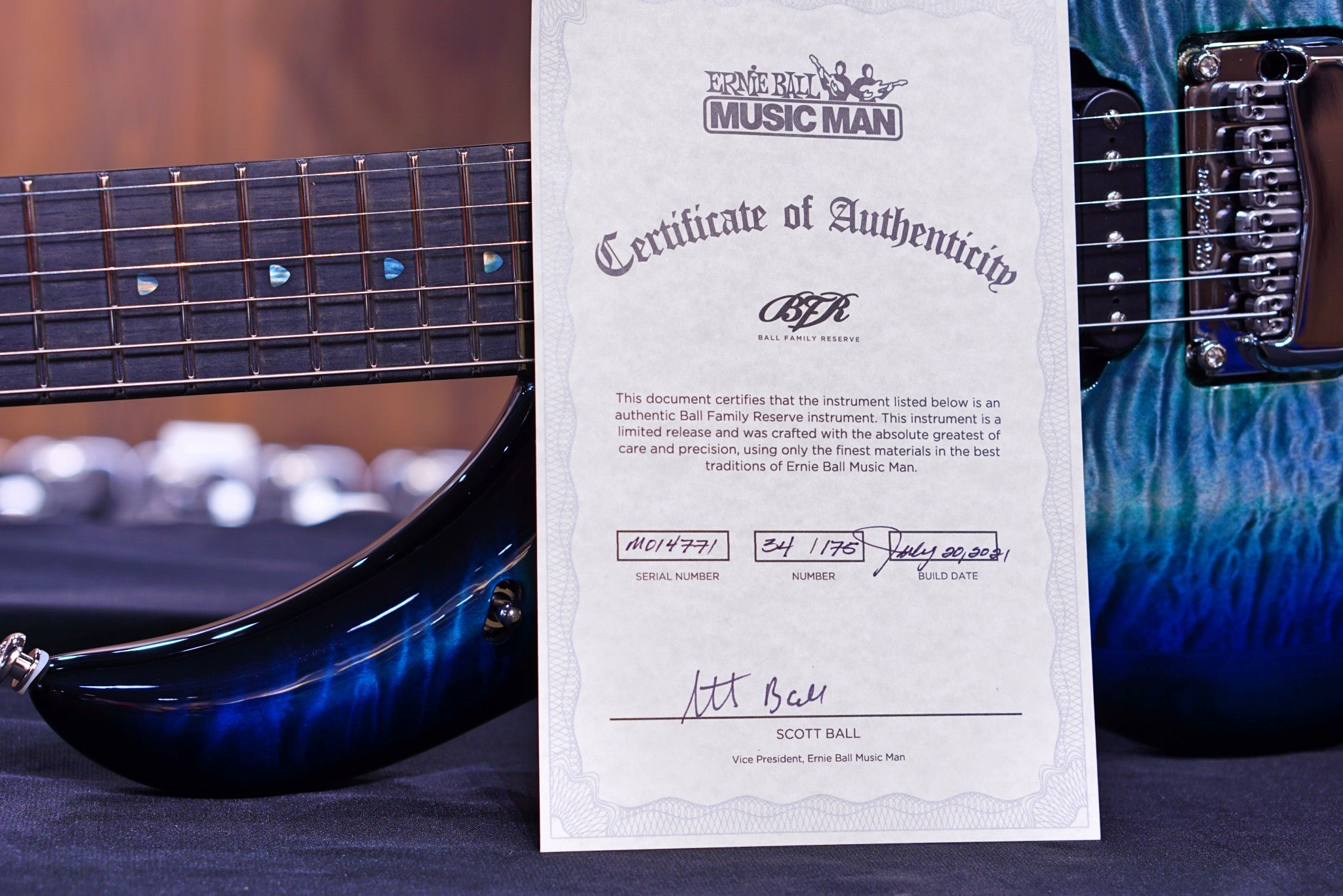 Ernie Ball Music Man John Petrucci Majesty Electric Guitar - Hydrospace with Ebony Fingerboard M014771 - HIENDGUITAR Musicman GUITAR